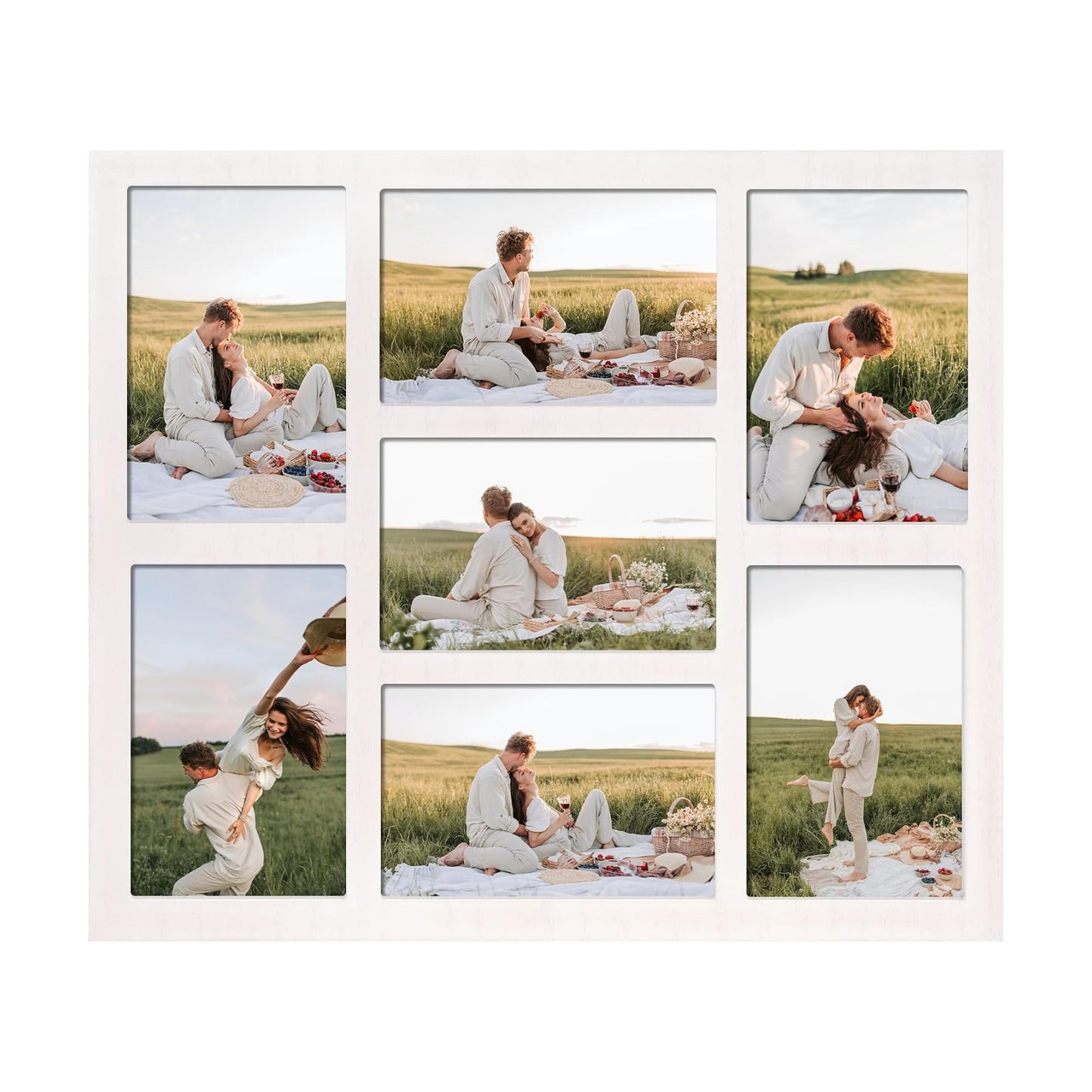 YESKAY 4x6 Picture Frame Collage for Wall Decor, Multiple Photo Collage Frames with Tempered Glass, 7-Opening for 4 x 6