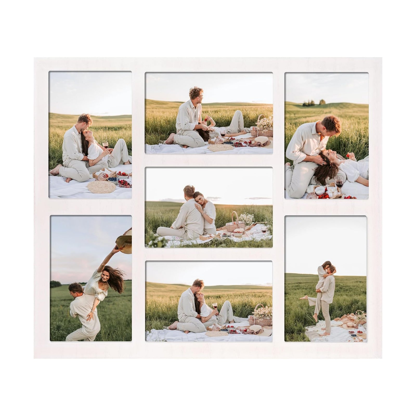 YESKAY 4x6 Picture Frame Collage for Wall Decor, Multiple Photo Collage Frames with Tempered Glass, 7-Opening for 4 x 6