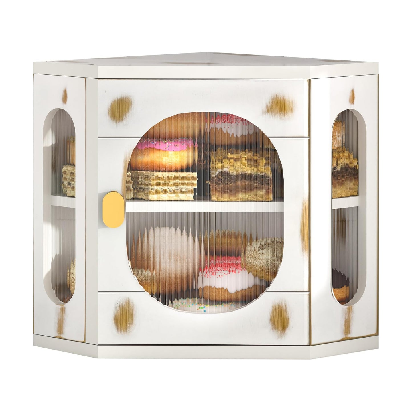 Corner Bread Box for Kitchen Countertop, Large Wooden Bread Box, Double Layer Bread Storage Bin, Bamboo Breadbox for
