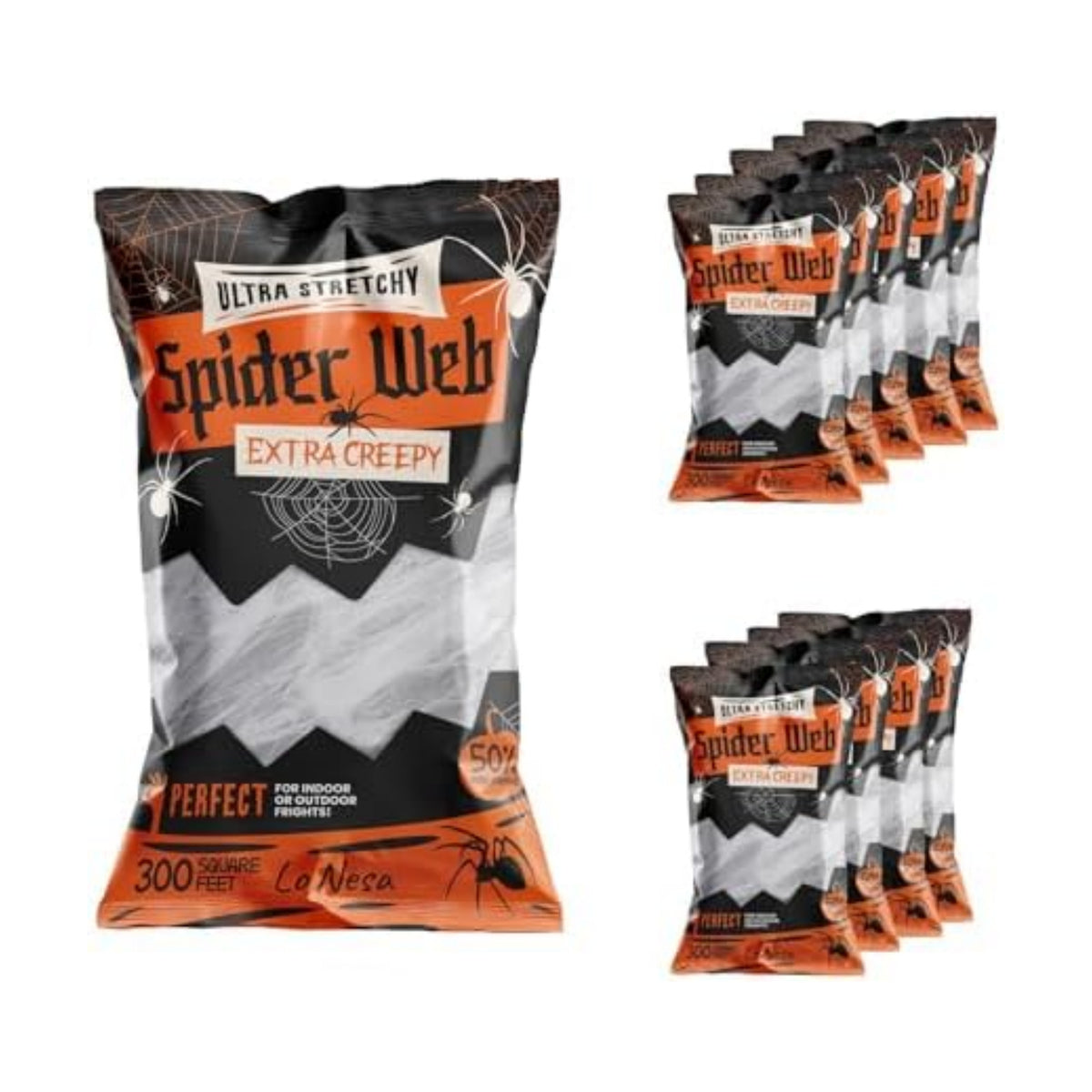 3,000 Sq. Ft Coverage, Indoor & Outdoor Use, Creepy Spiders Included, Garden Decor (10 Packs of 300 Square Feet)