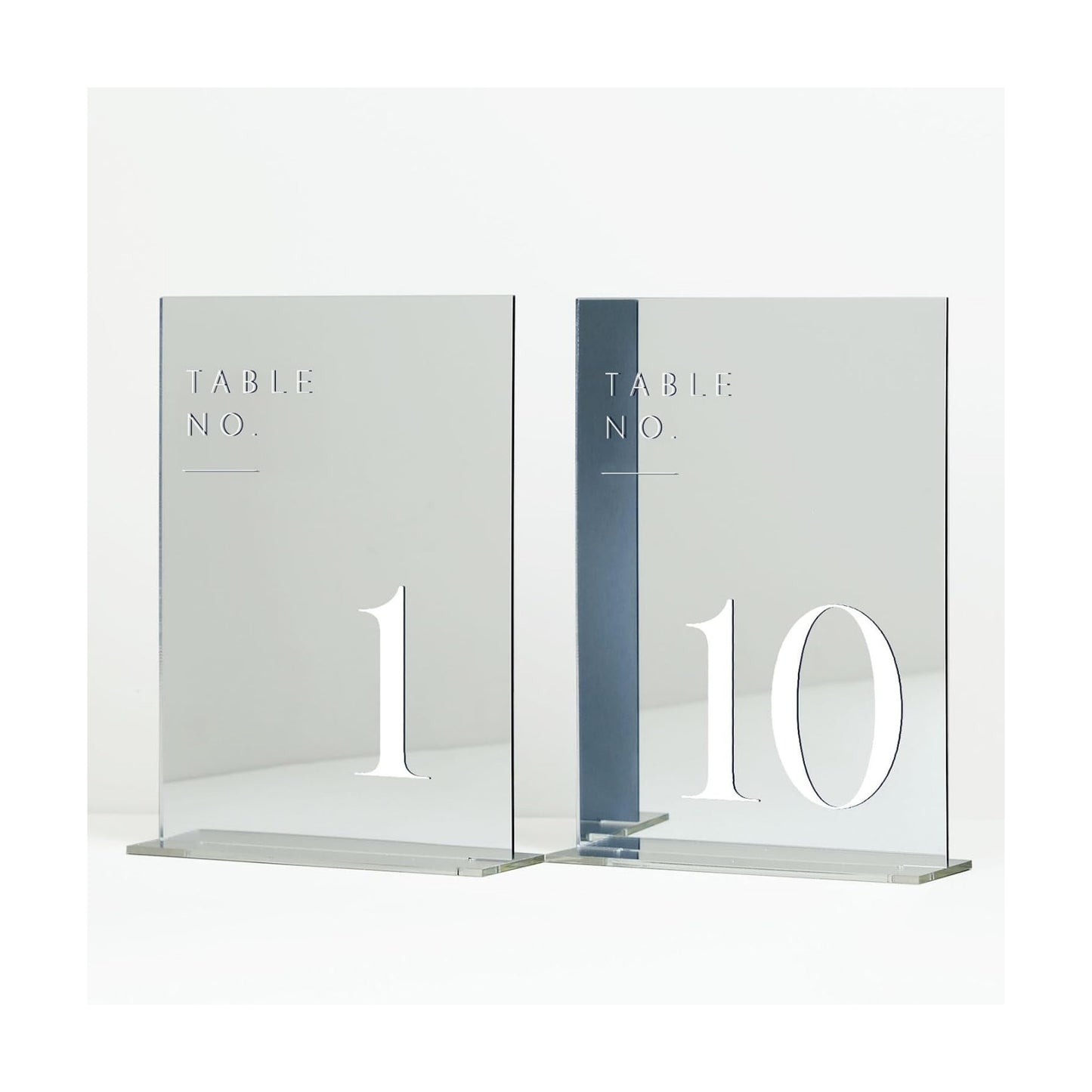 Sliver Wedding Table Numbers 1-10 with Stands, 5"x7" Sliver Mirror Acrylic Table Numbers for Wedding Reception(Sliver