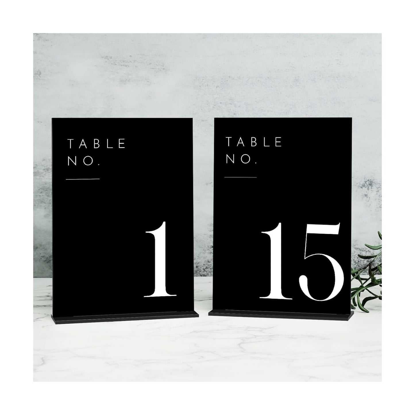 Wedding Black Table Numbers 1-15 with Stands, 5"x7" Black Acrylic Table Numbers with White Font for Wedding Party