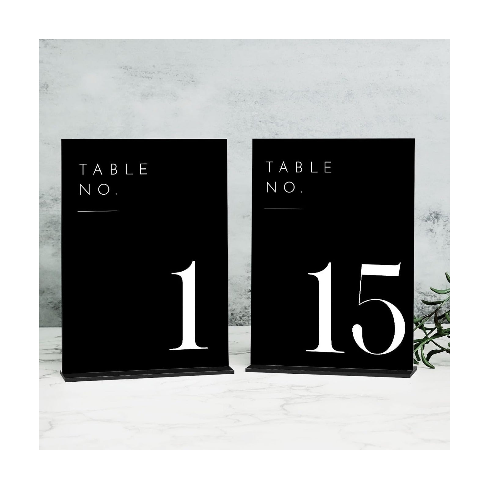 Wedding Black Table Numbers 1-15 with Stands, 5"x7" Black Acrylic Table Numbers with White Font for Wedding Party