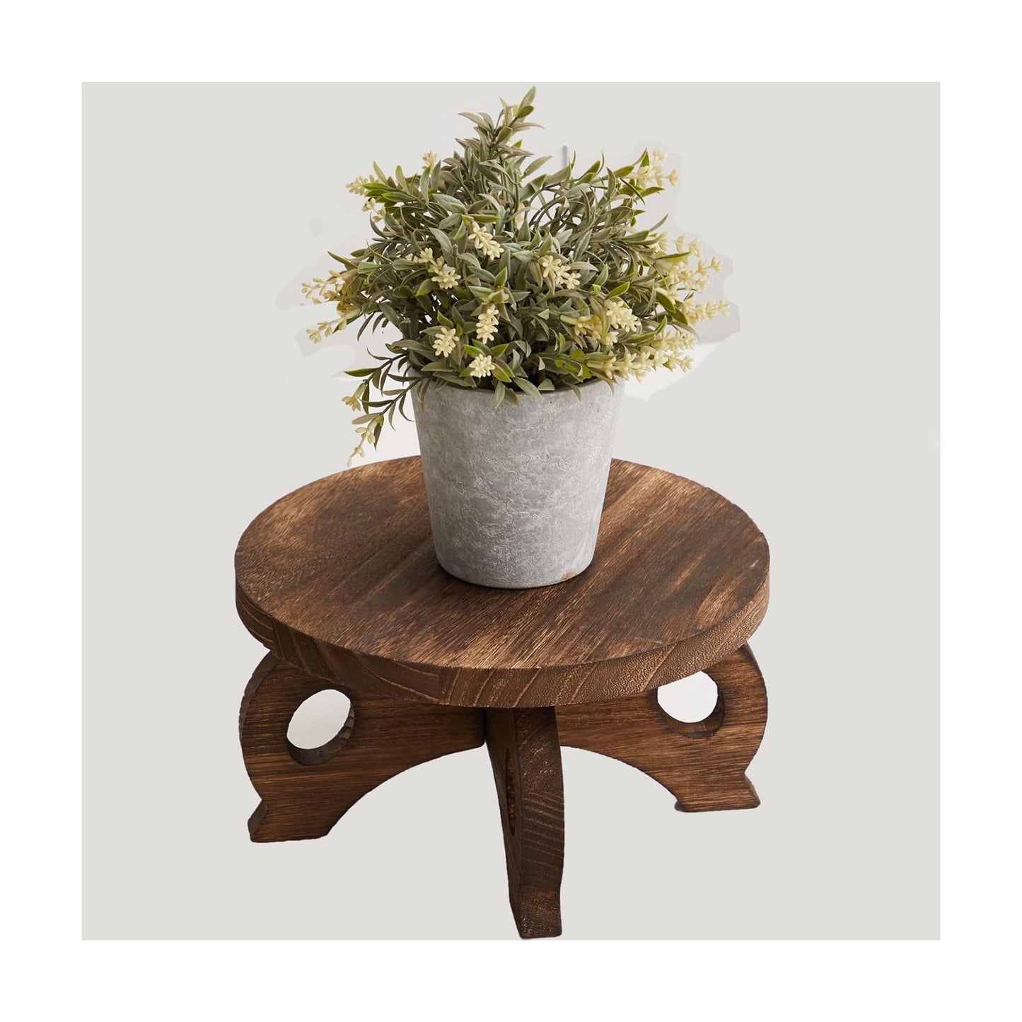Plant Stand Indoor Round Risers Display Stands Decorative Table for Flowers Stand / Brown / Wood