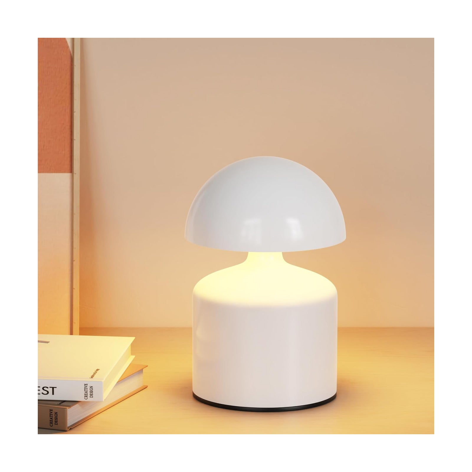 SAIWEYA Modern Cordless Mushroom Small Table Lamp, Dimmable Touch Battery | 3-Way Dimmable, Mini Rechargeable LED Desk
