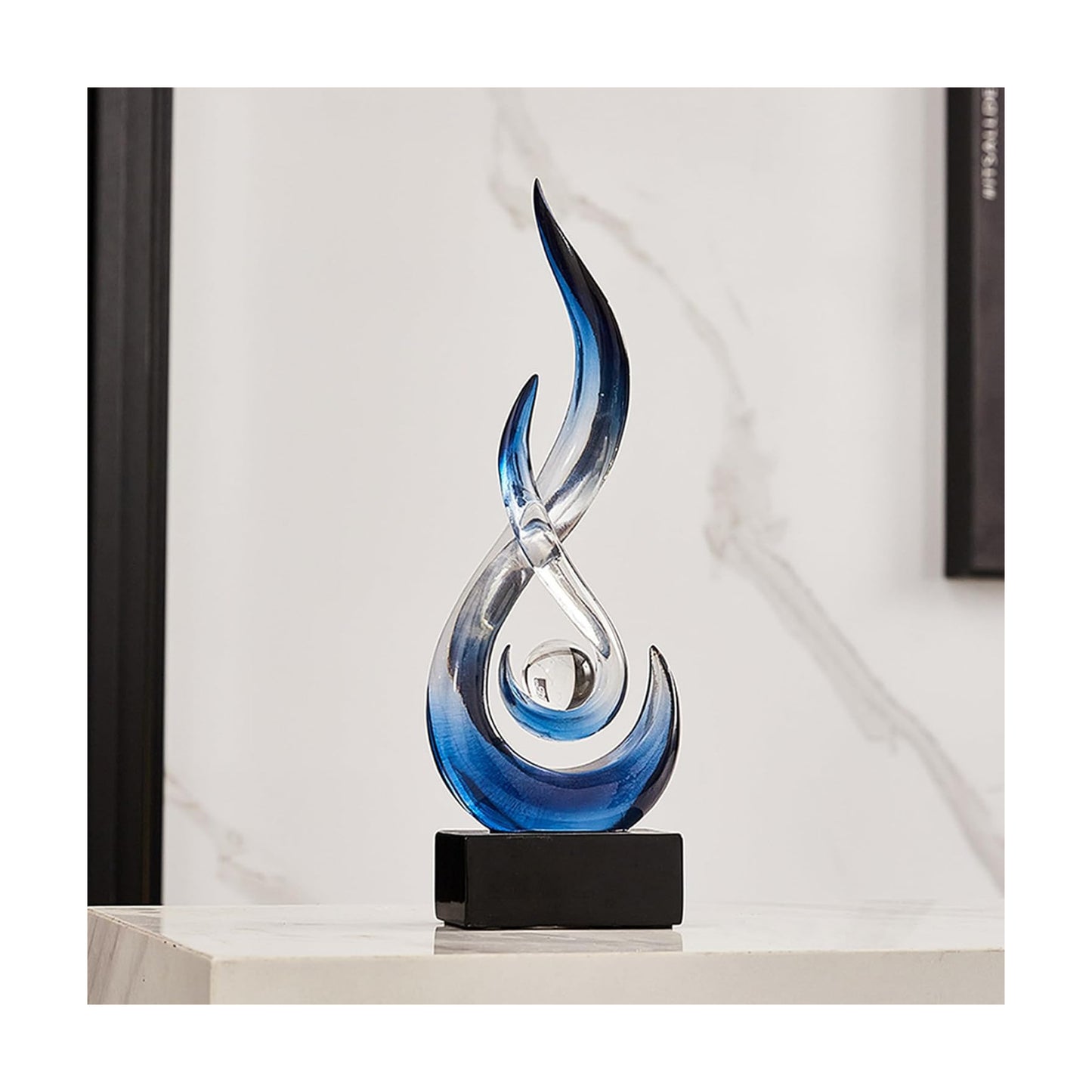 Blue Decor Modern Flame Statue Decorations / A - 11.8"h Transparent Blue