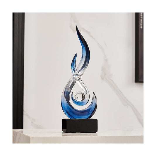 Blue Decor Modern Flame Statue Decorations / A - 11.8"h Transparent Blue