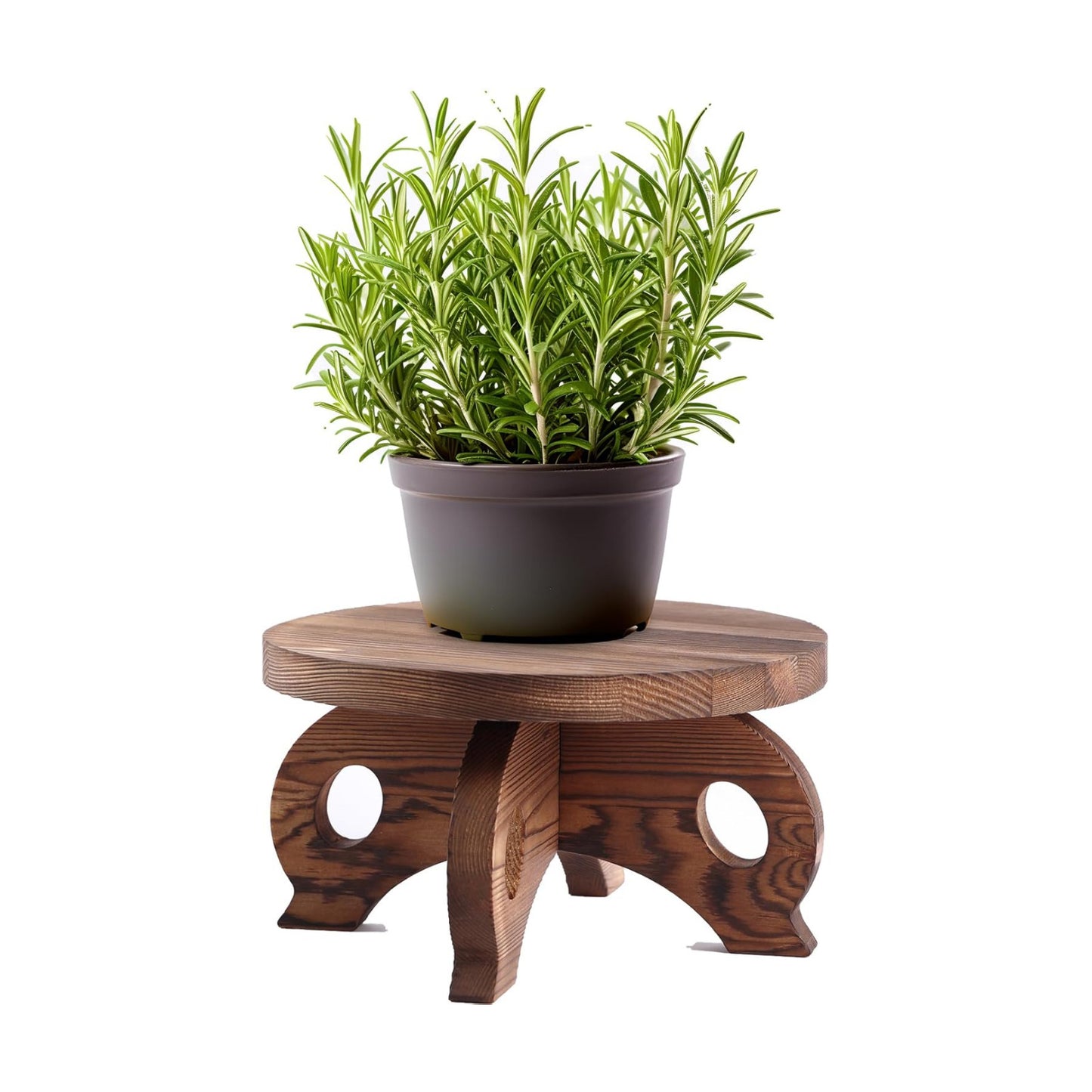 Decorative Corner Planter Wooden Plant Stands Indoor Plant Holder Riser Round Display / Brown / Pine