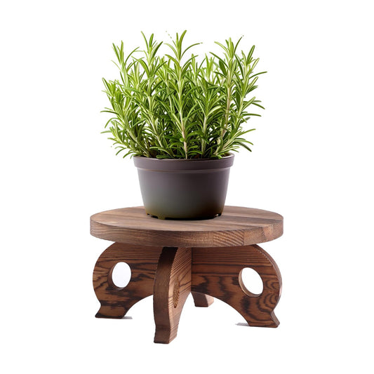 Decorative Corner Planter Wooden Plant Stands Indoor Plant Holder Riser Round Display / Brown / Pine