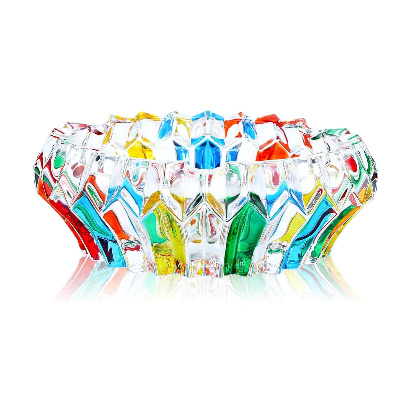 French Multicolor Banded Glass Decorative Bowl / 5.5 Inch