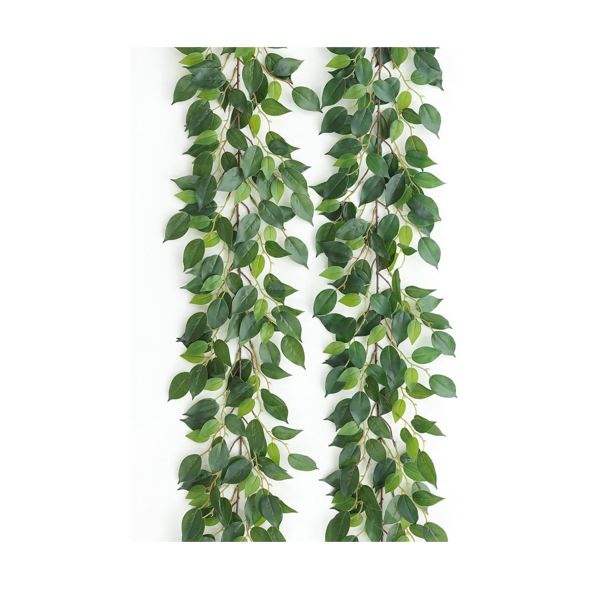 Mizii 2 Strands Artificial Vines Ficus Garland 78" Fake Vine with Silk Green Leaves Faux Hanging Plants Greenery Decorations for Bedroom Table Centerpieces Wall Party Wedding Room Decor (Ficus)