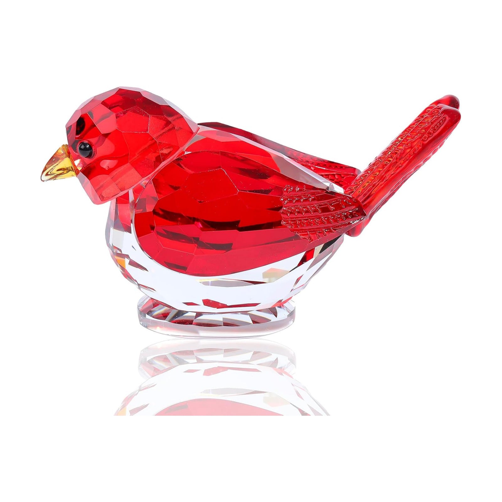 Crystal Bird Figurine Gifts for Women Men Art Glass Birds Collectible Statue Decorative / Red