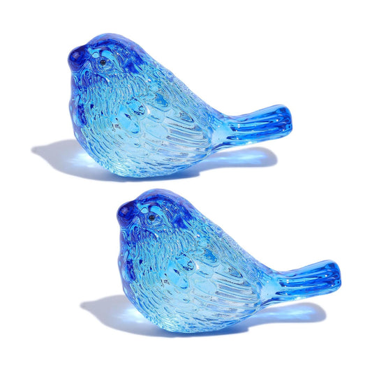 Crystal Birds Gifts for Women Men Bird Lovers Glass Bird Handmade Animal Figurines / Blue / Set of 2