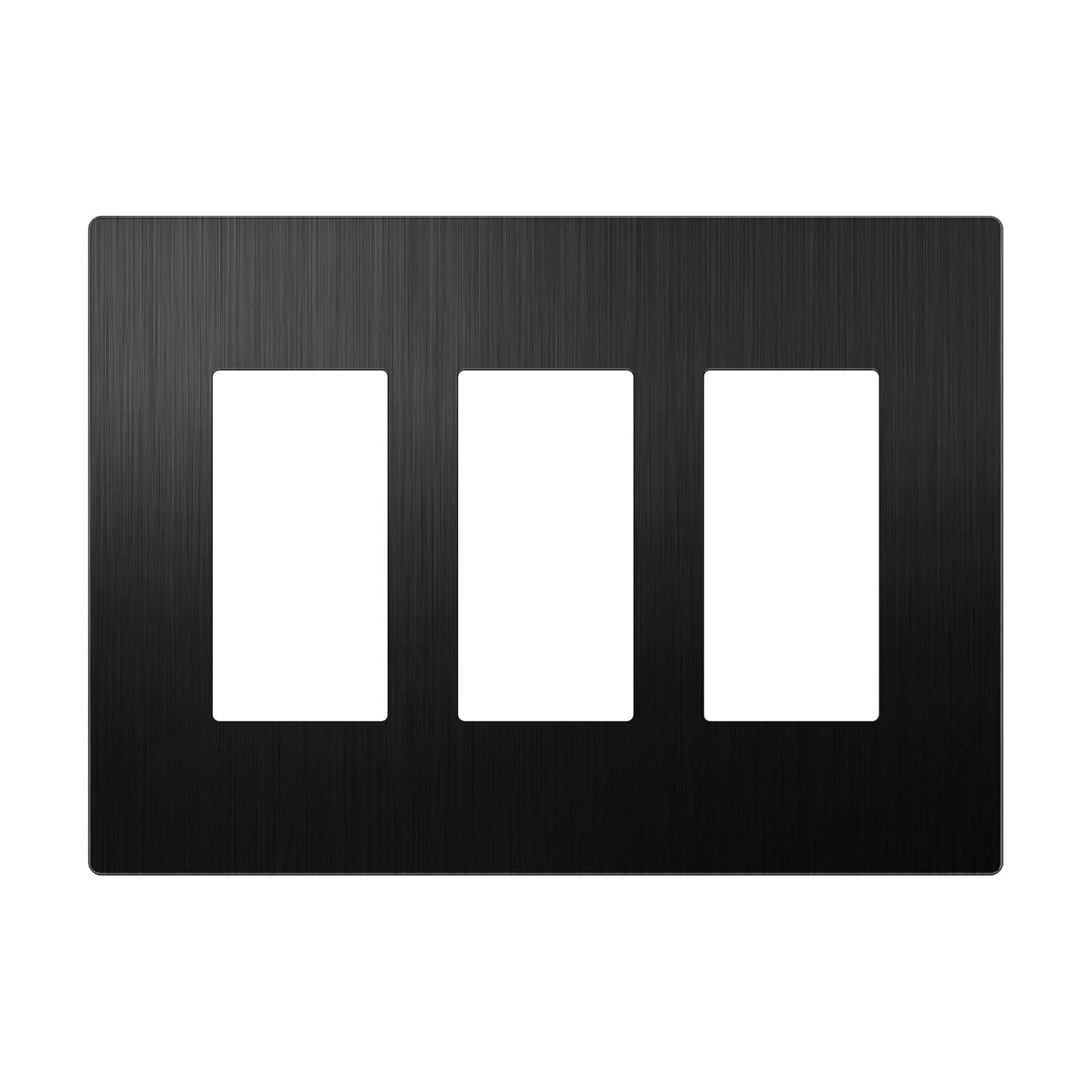 LIDER Screwless Metal-Surface Wall Plate, Mid-Size 3-Gang, Stainless Steel | Temperature And Impact Resistant