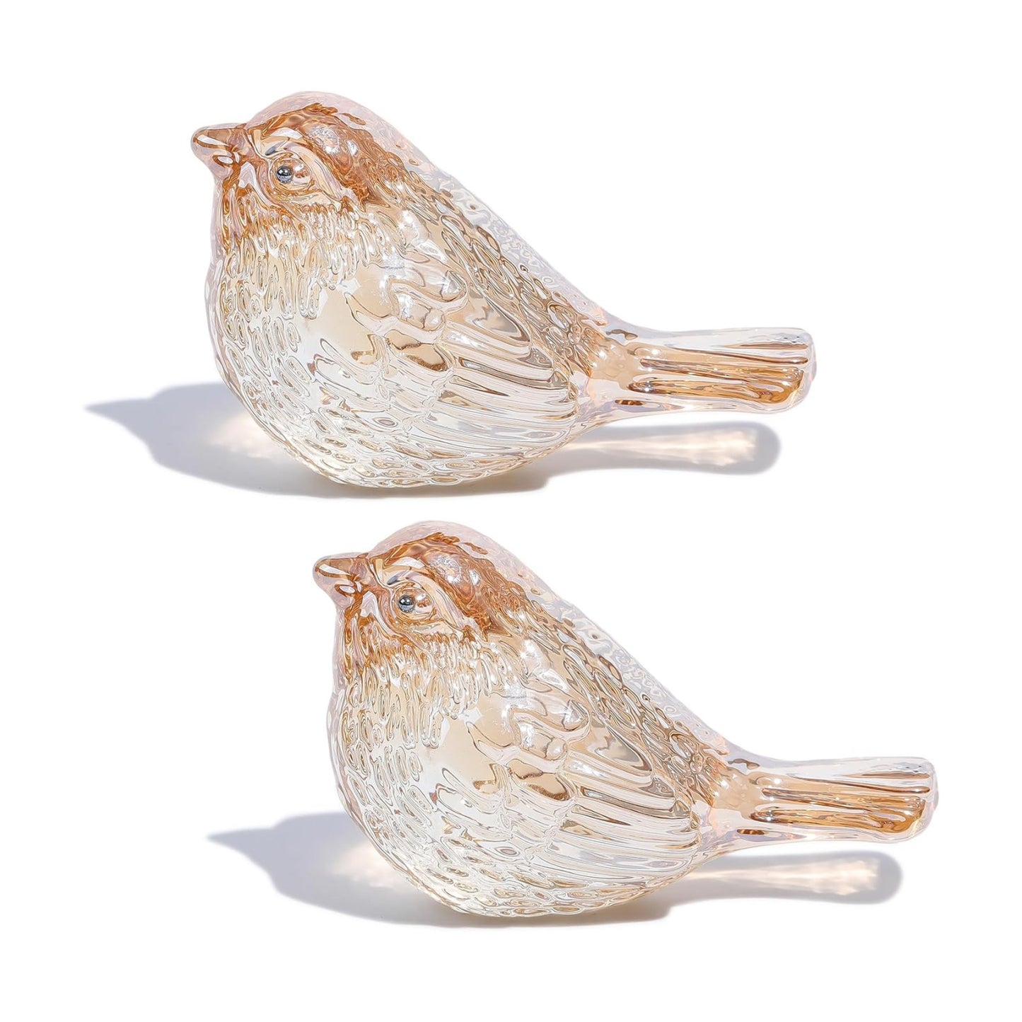 Crystal Birds Gifts for Women Men Bird Lovers Glass Bird Handmade Animal Figurines / Gold / Set of 2