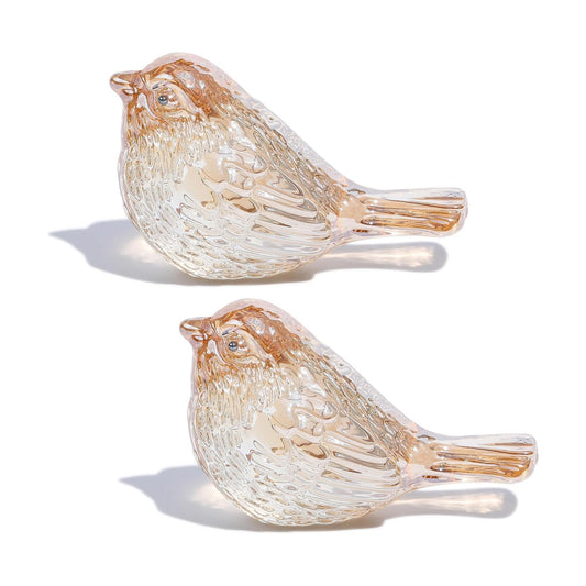 Crystal Birds Gifts for Women Men Bird Lovers Glass Bird Handmade Animal Figurines / Gold / Set of 2