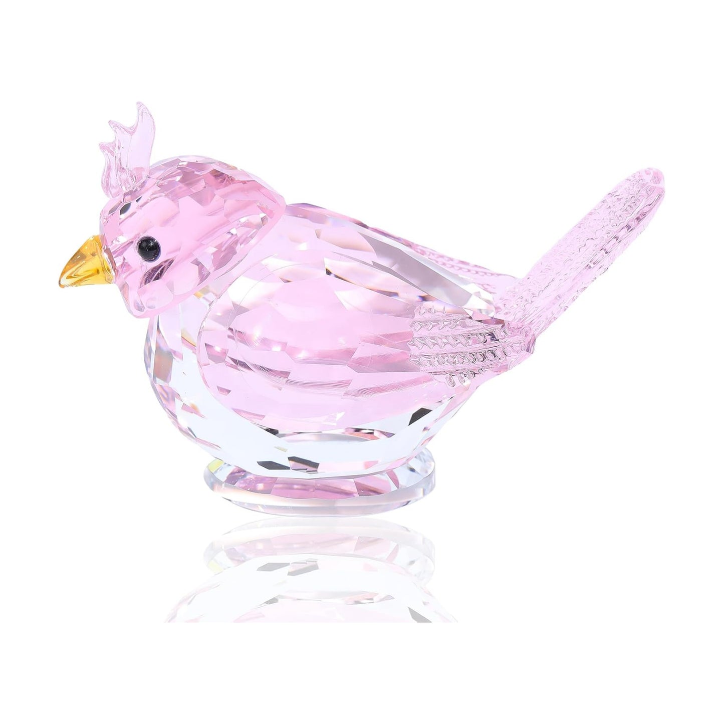 Crystal Bird Figurine Gifts for Women Art Glass Birds Collectible Statue for Animal Lovers / Pink