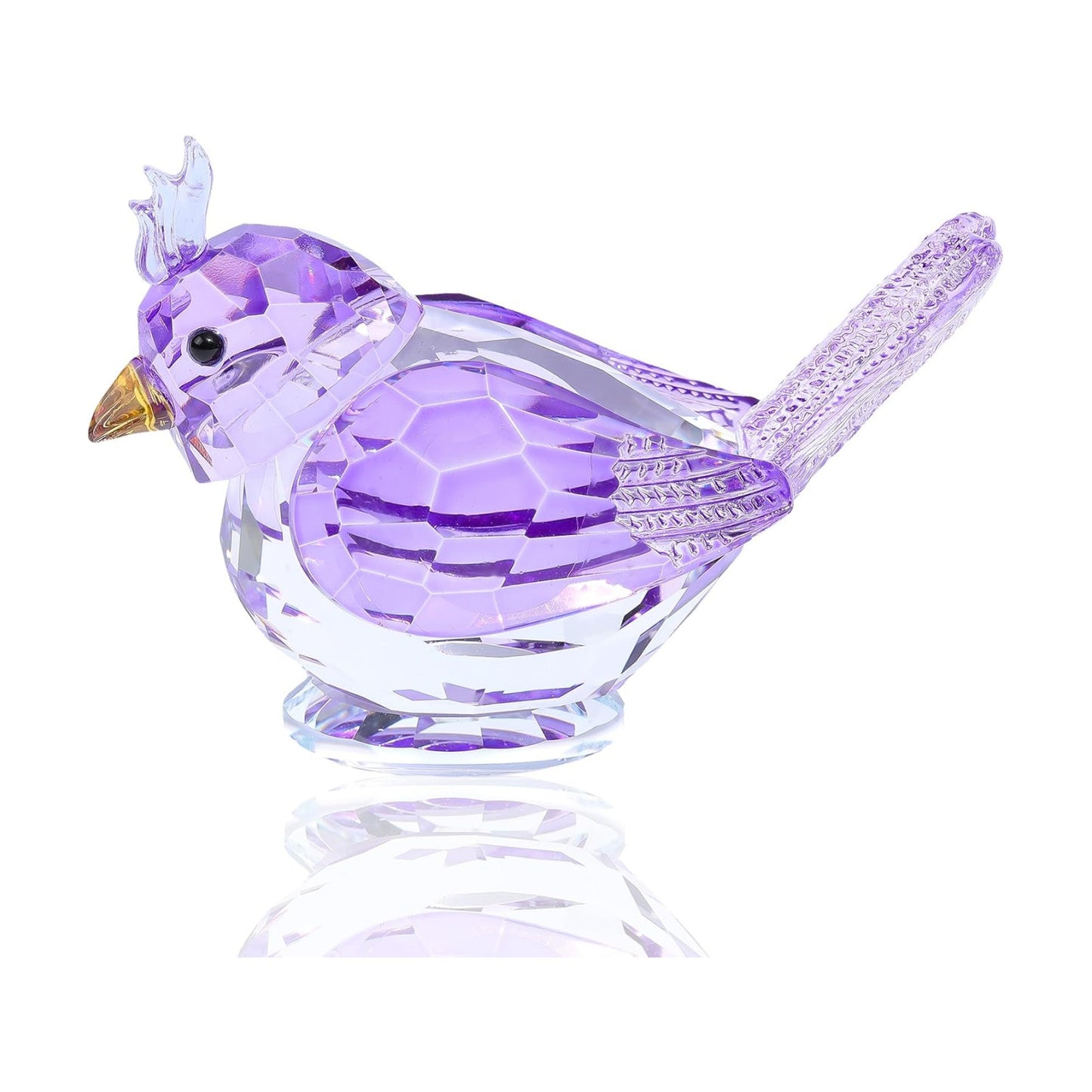 Crystal Bird Figurine Gifts for Women Art Glass Birds Collectible Statue for Animal Lovers / Purple
