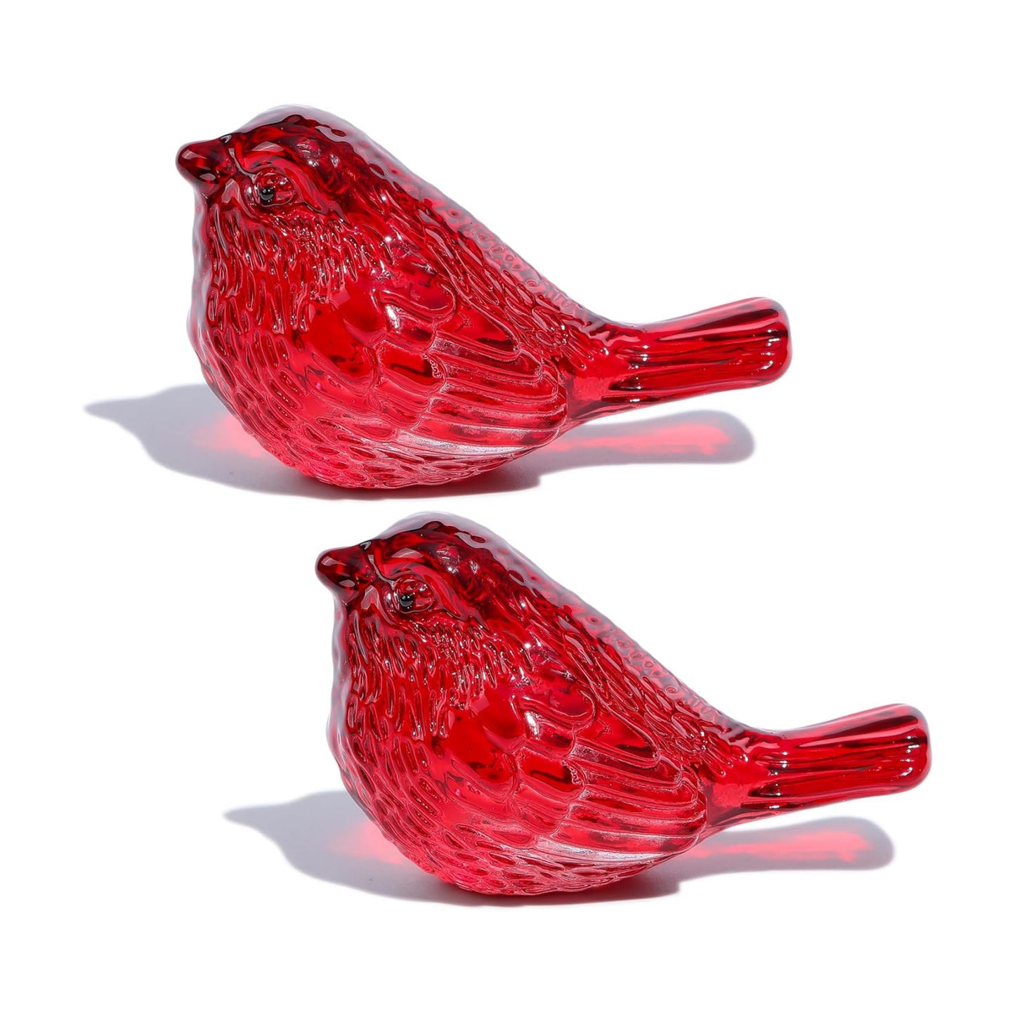 Crystal Birds Gifts for Women Men Bird Lovers Glass Bird Handmade Animal Figurines / Red / Set of 2
