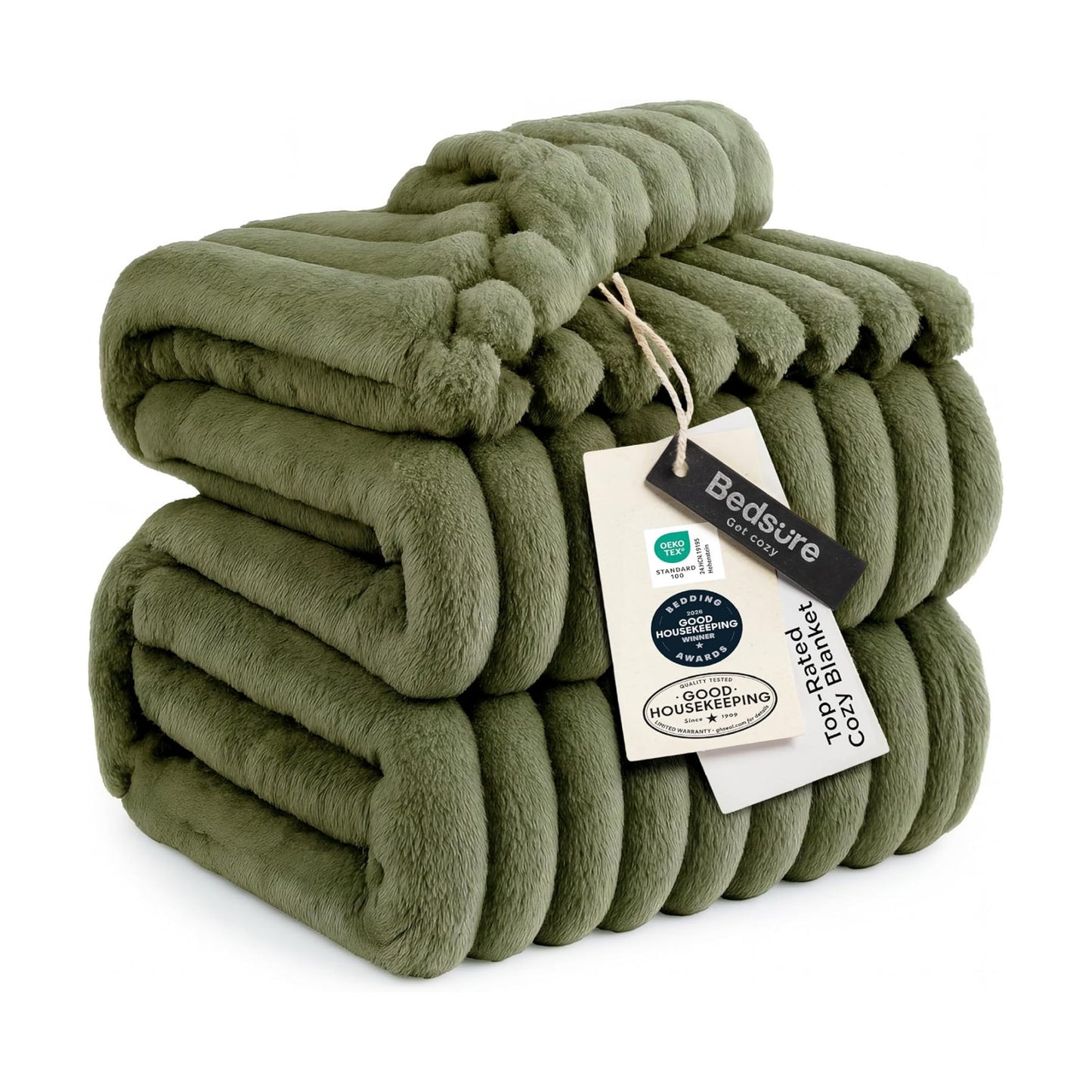 Bedsure Soft Full Size Fleece Blankets for Bed Moss 84"x90"