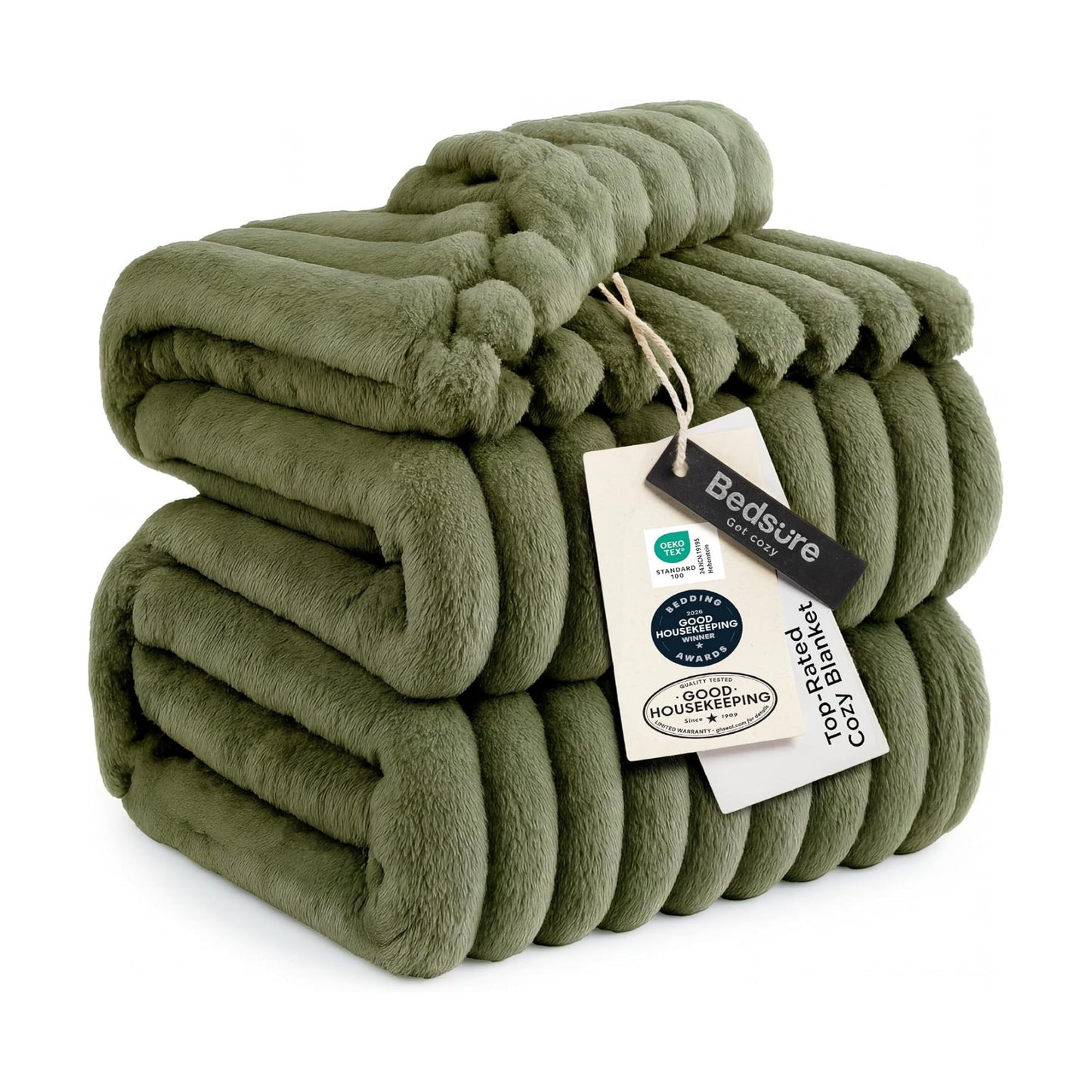 Bedsure Soft Cal King Size Blanket for Bed Moss 102"x96"