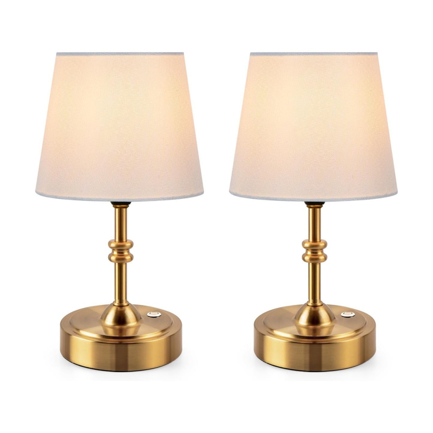 ONEWISH 2 Pack Small Cordless Lamps, Battery Operated Table lamp Dimmable, 4000mAh Rechargeable, Touch Bedside Lamp