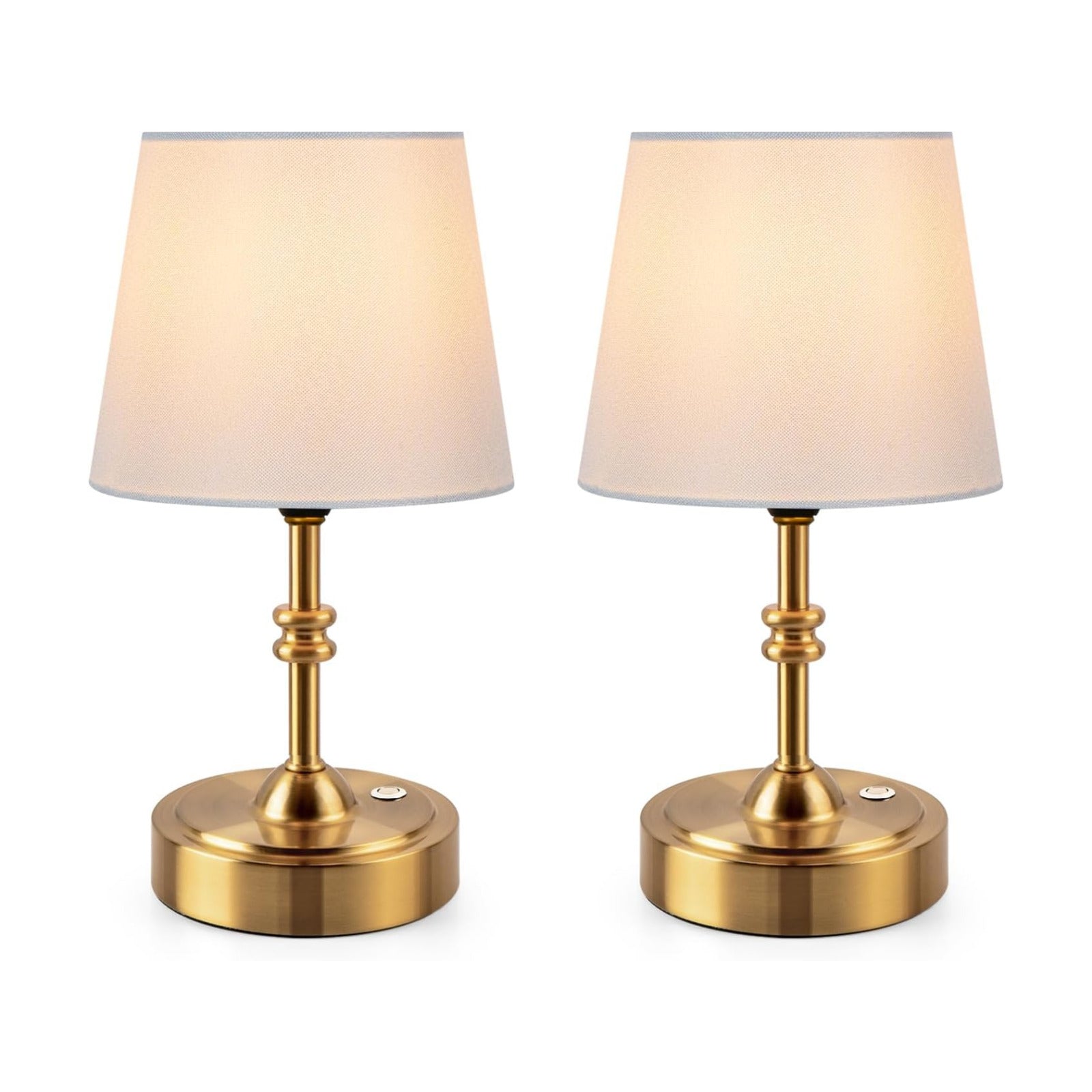 ONEWISH 2 Pack Small Cordless Lamps, Battery Operated Table lamp Dimmable, 4000mAh Rechargeable, Touch Bedside Lamp