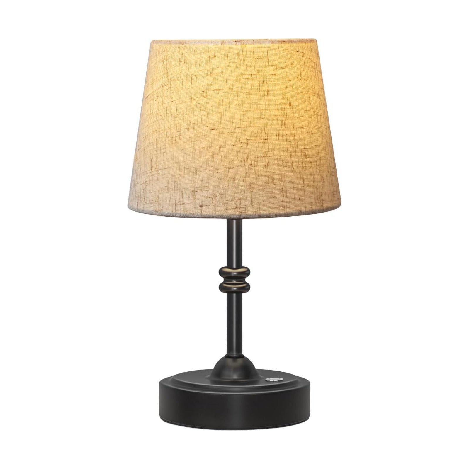 ONEWISH Small Cordless Lamp, Battery Operated Table lamp Dimmable, 4000mAh Rechargeable, Touch Bedside Lamp with Beige