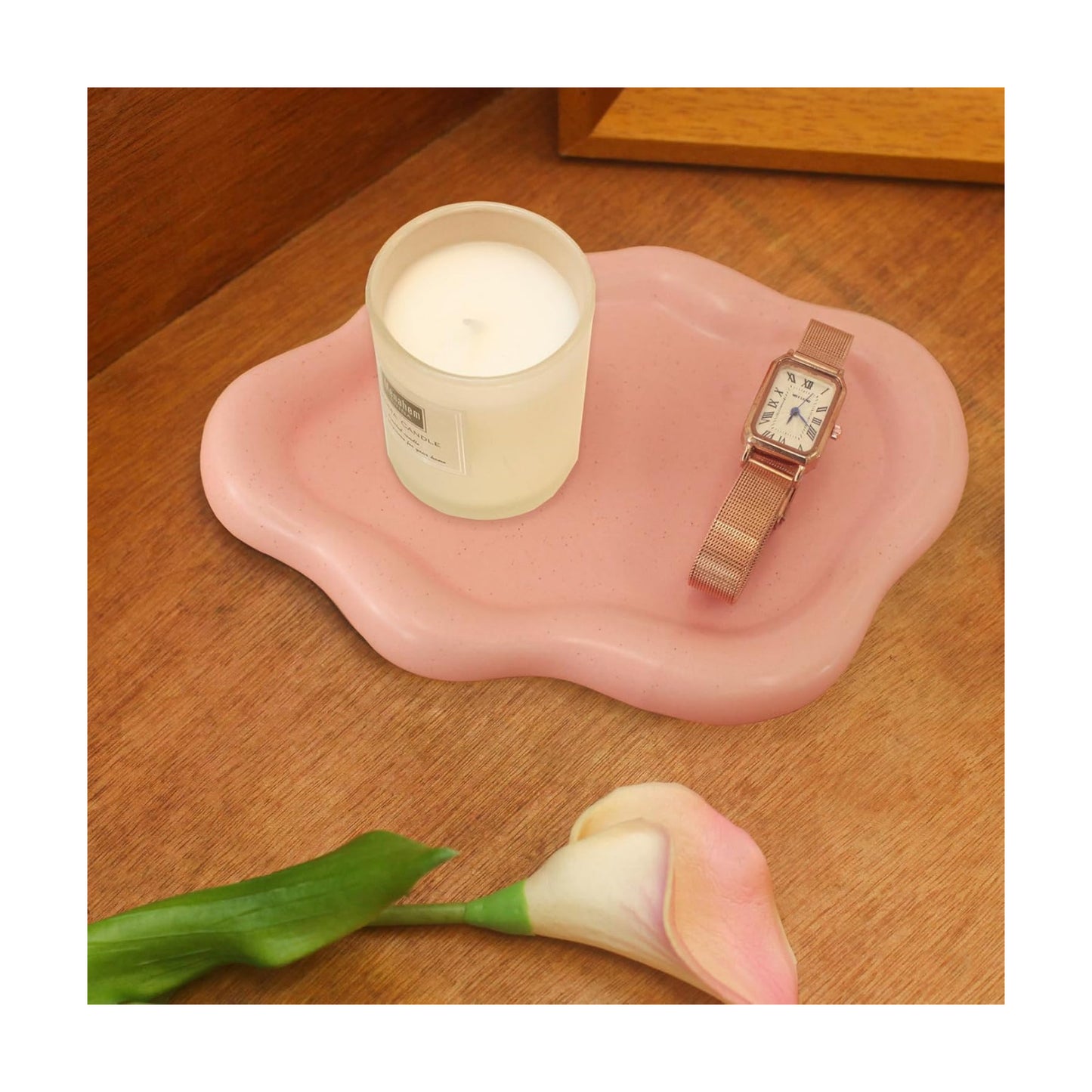Ceramic Jewelry Tray Trinket Dish / Pink / 7.7 x 5.3 x 0.6