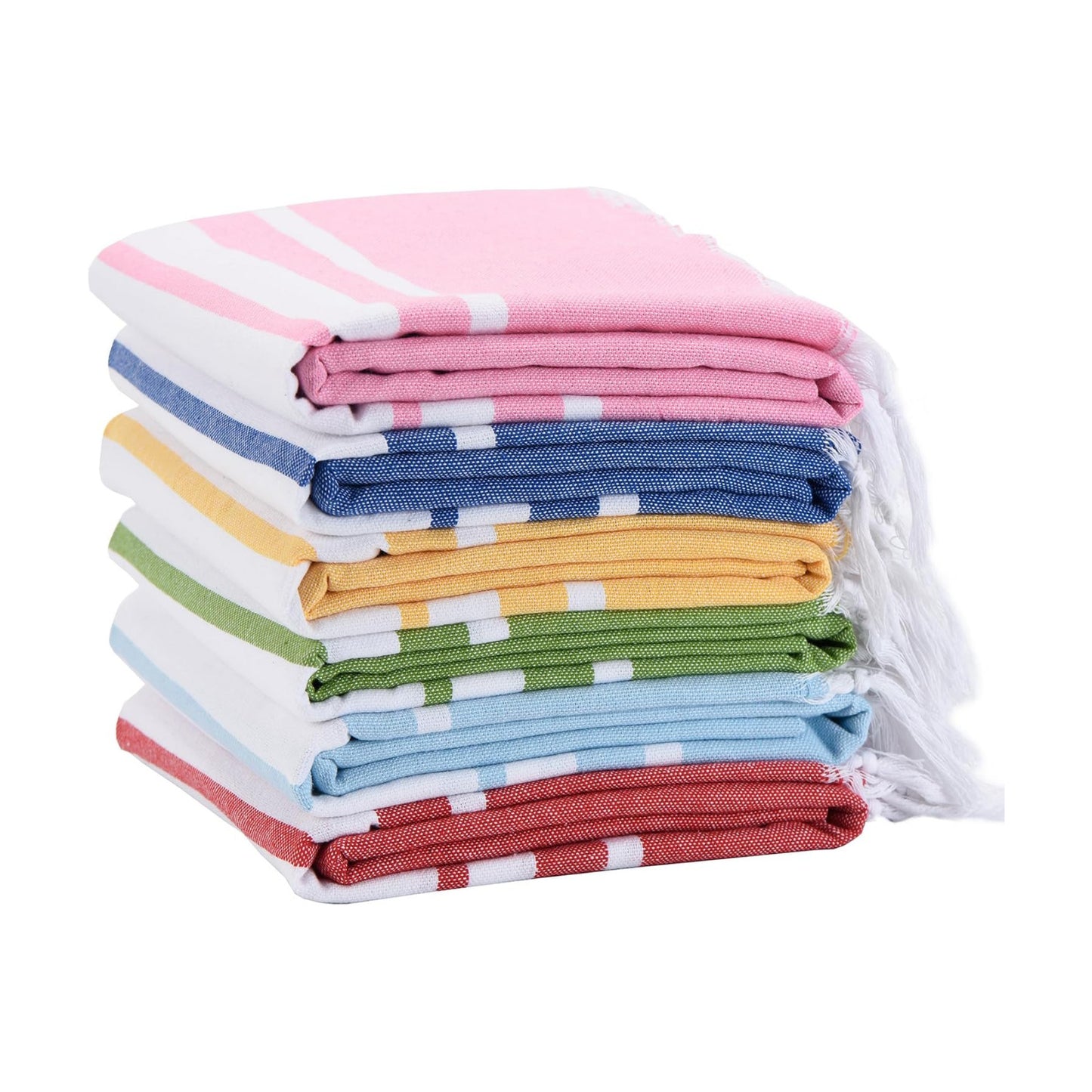 6 Pack Turkish Striped Beach Towels Bulk Oversized 39"x71" Large Bath and Pool Set Quick Dry Lightweight Travel Towel