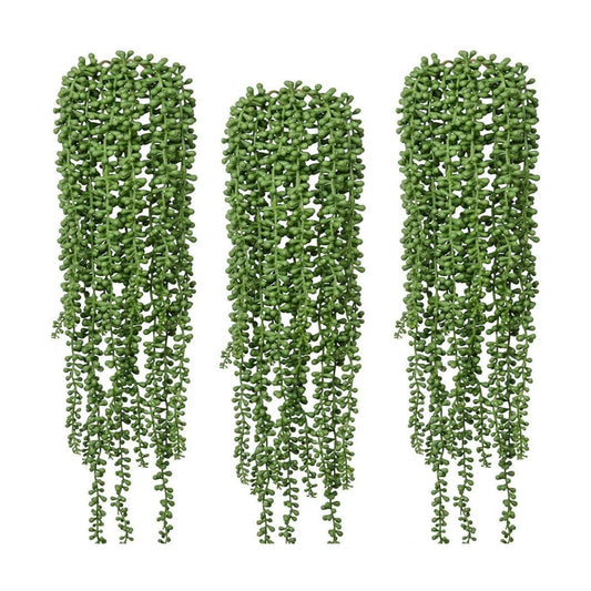 Artificial Fake String of Pearls Plant Faux Fake Hanging Succulents Plants / Green / Set of 6