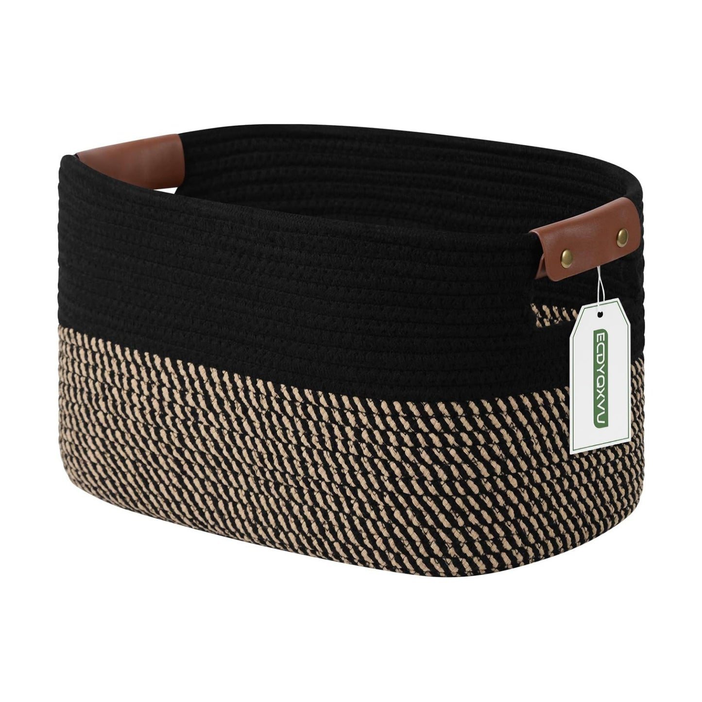 Woven Basket / Storage Baskets / Black/brown / 15 x 10 x 9