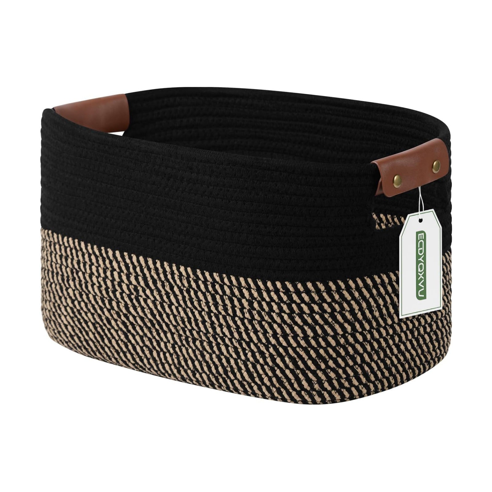 Woven Basket / Storage Baskets / Black/brown / 15 x 10 x 9