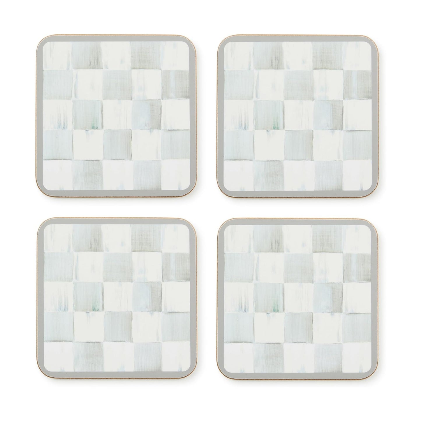 Square Cork-Back Coaster Set / Sterling Check / Gray / Set of 4