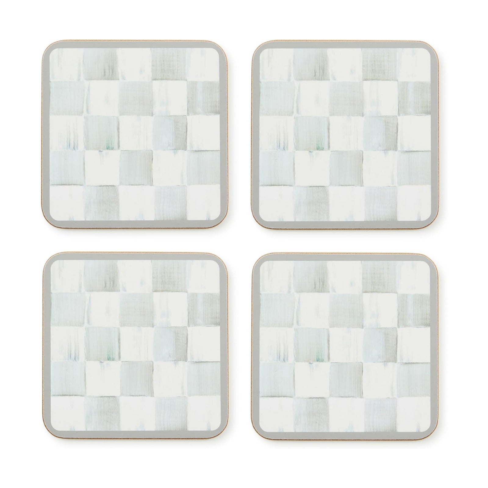 Square Cork-Back Coaster Set / Sterling Check / Gray / Set of 4