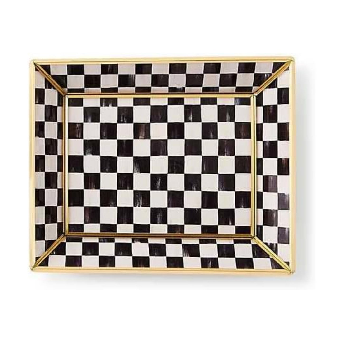 Glass Tray / Decorative Bathroom Counter Tray / Courtly Check / Black