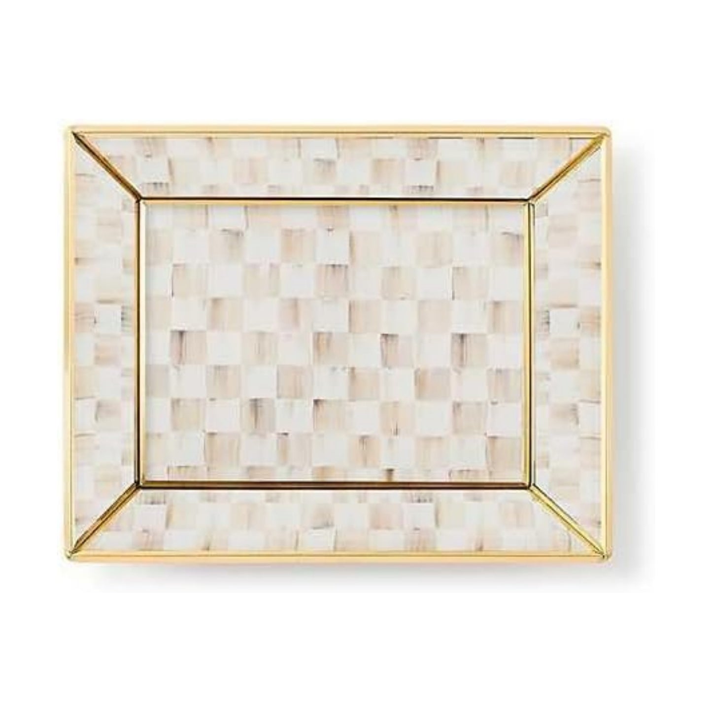 Glass Tray / Decorative Bathroom Counter Tray / Mocha Check / Brown