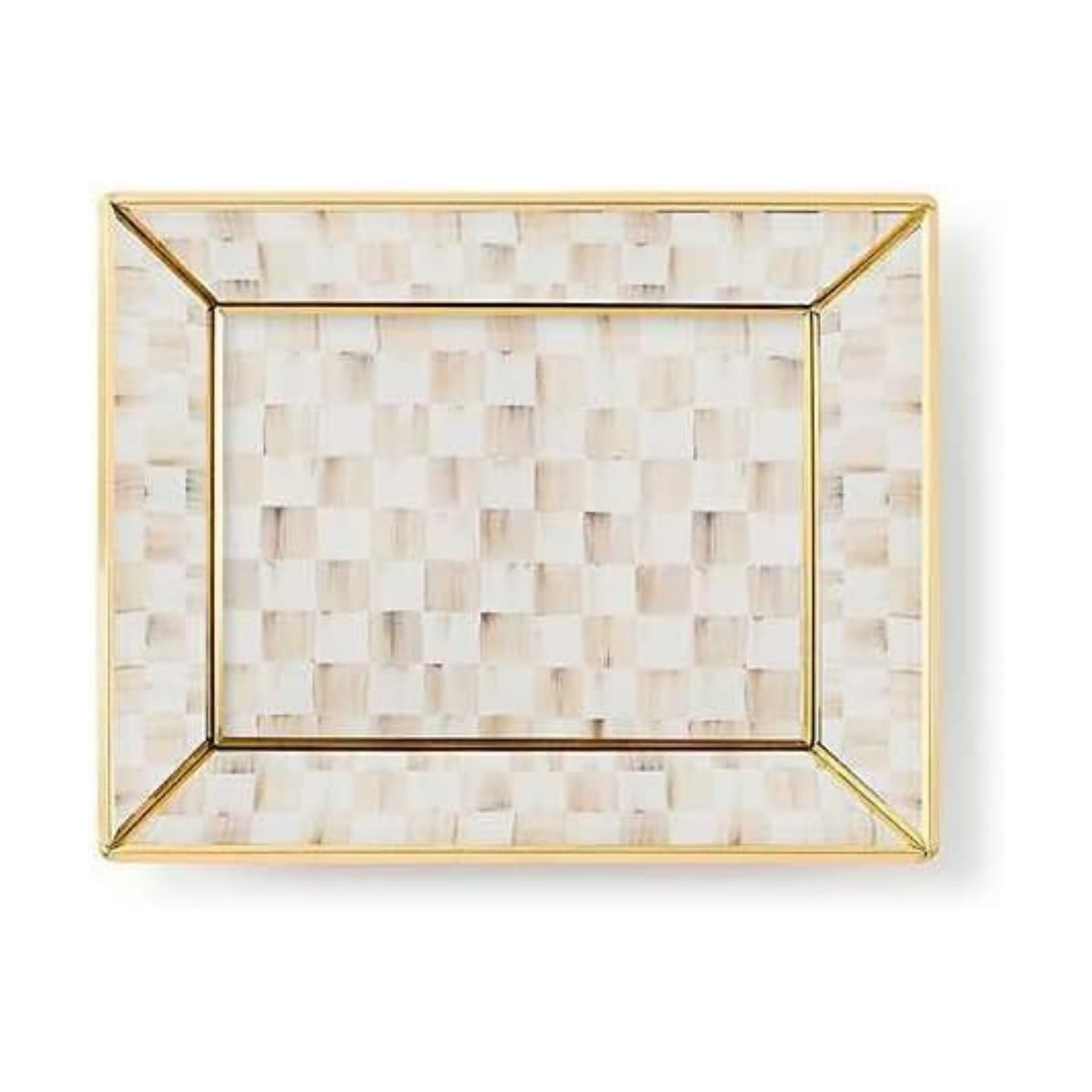 Glass Tray / Decorative Bathroom Counter Tray / Mocha Check / Brown