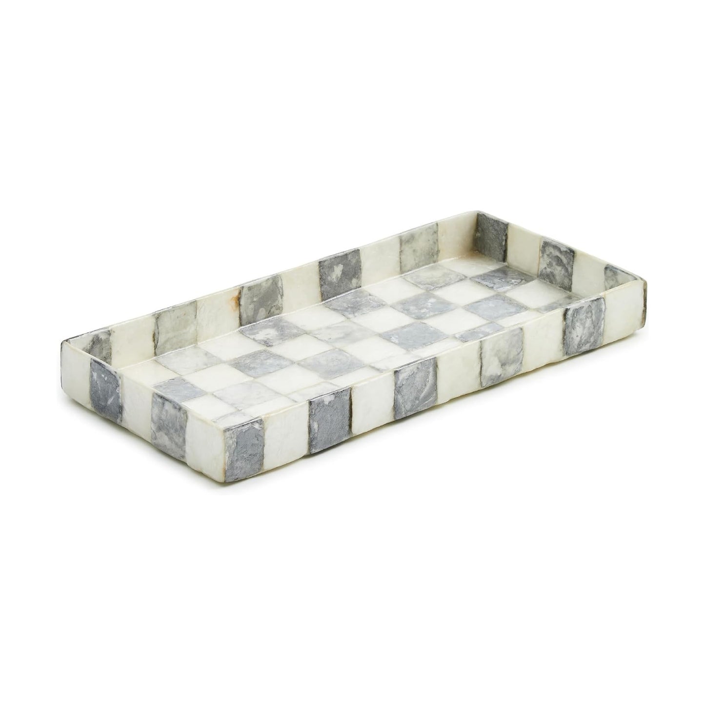Capiz Vanity Tray / Sterling Check / Gray