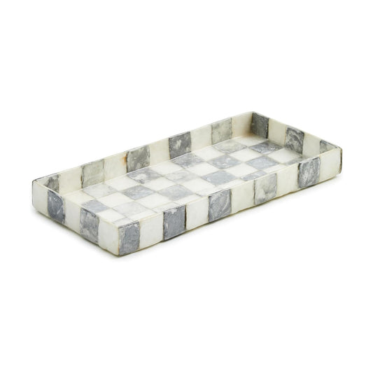 Capiz Vanity Tray / Sterling Check / Gray