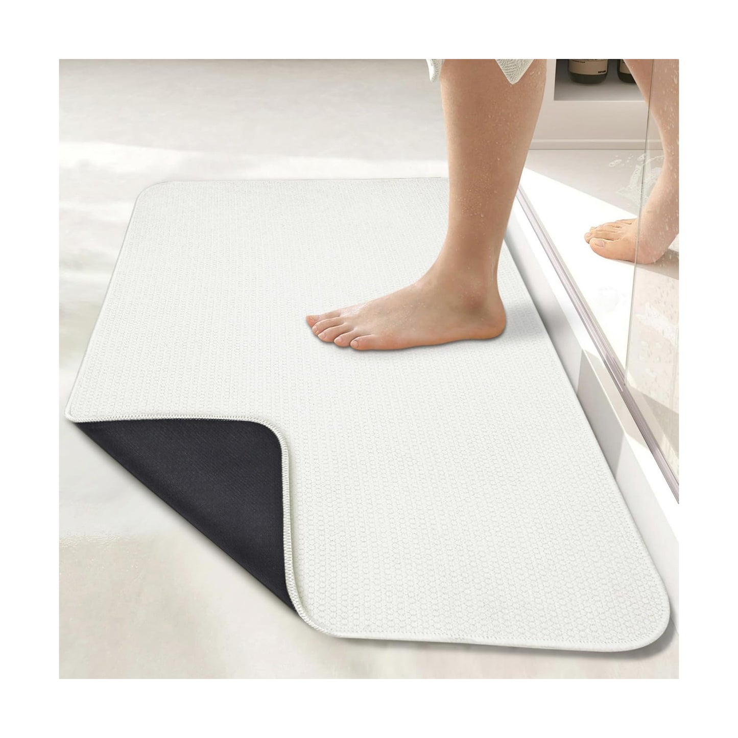 Bath Mat,Ultra Thin Bathroom Rugs,Rubber Bath Mats for Bathroom,No Slip Bath Rugs,Quick Dry,Machine Washable,Low