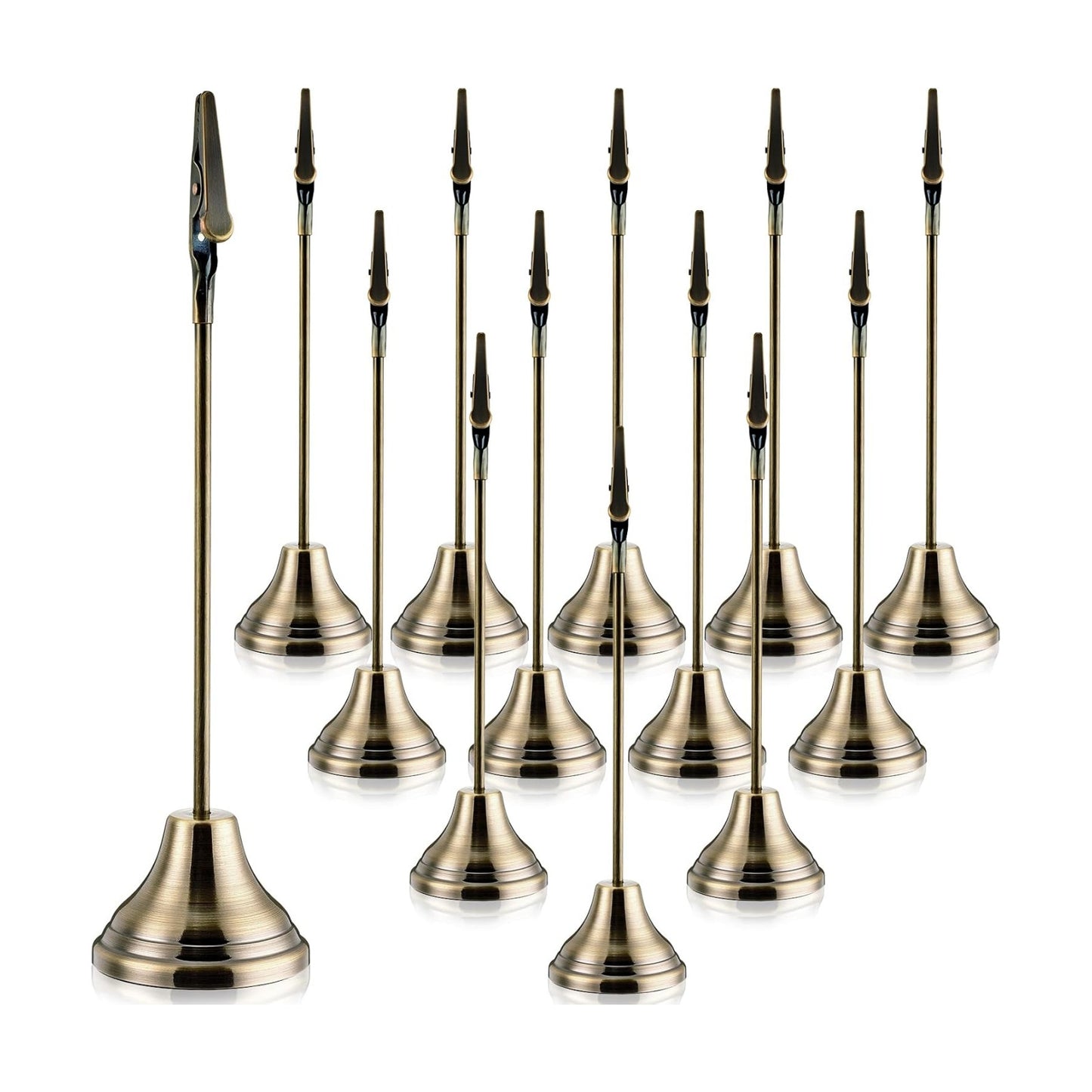 Skyygemm 12 Pcs Table Number Holders Metal Alligator Clip, Bronze, 8 Inch | Cone Base Clips for Place Cards, Food