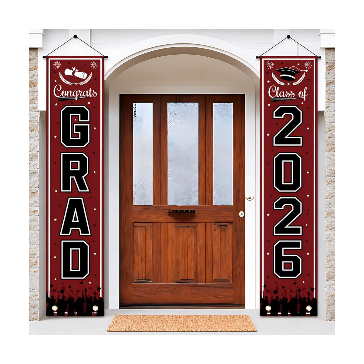 OHOME Graduation Decorations 2026 2027- Maroon Congrats Grad Porch Banner for Graduation Party Decorations - Class of 2026 - Party Favors Supplies Backdrop Yard Signs Decor