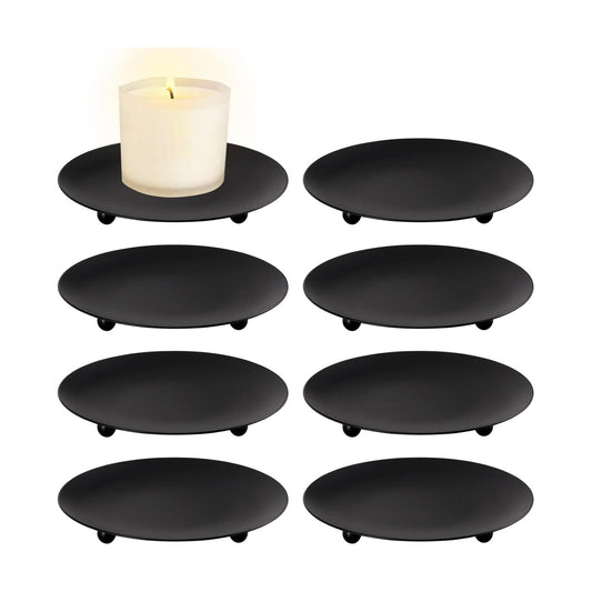 Candle Stand Plate / Black / 4 Inch / Set of 8