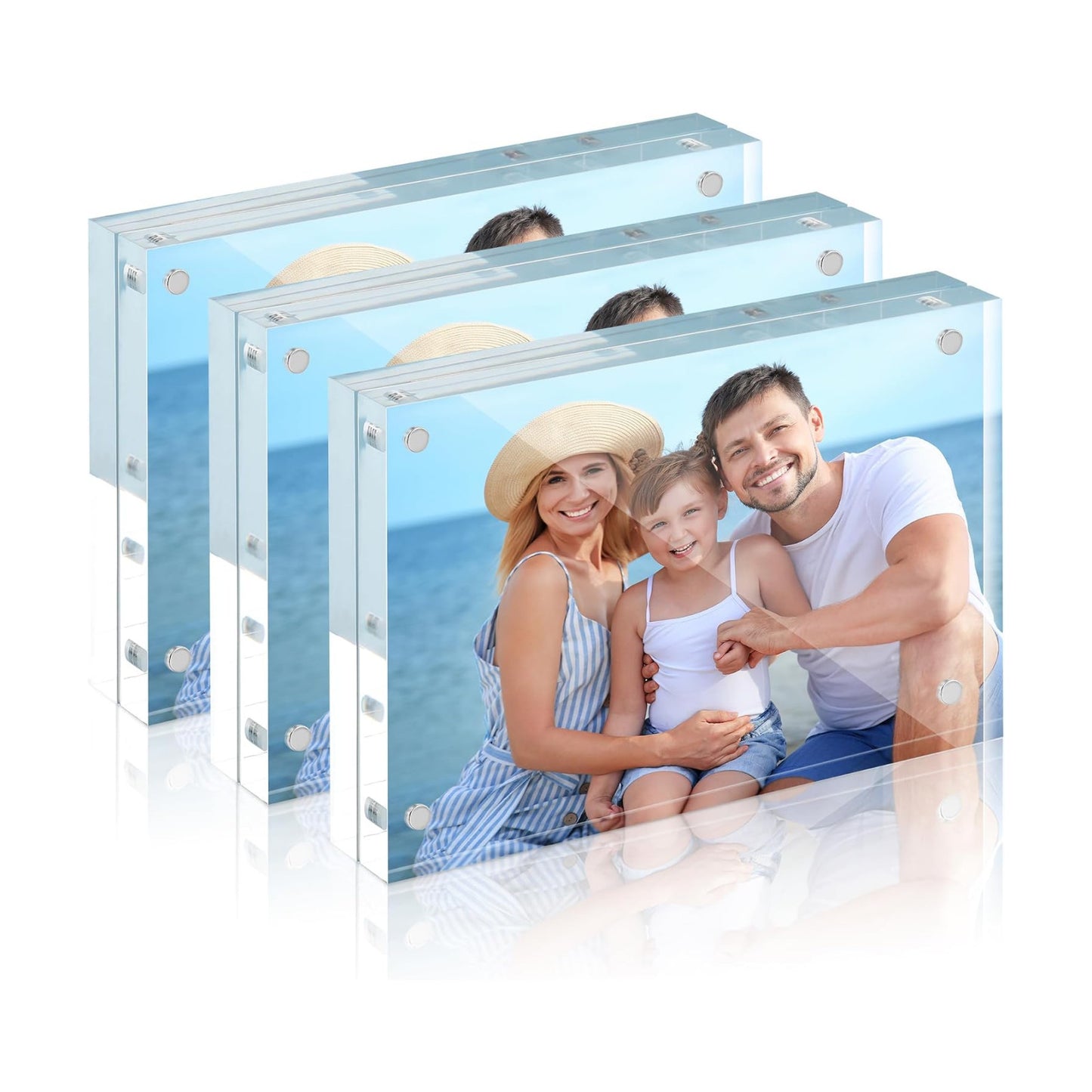 HOUSE DAY Acrylic Picture Frames 4x6, 3 Pack Magnetic 4 x 6 Picture Frame, Double Sided Clear 4x6 Photo Frame with