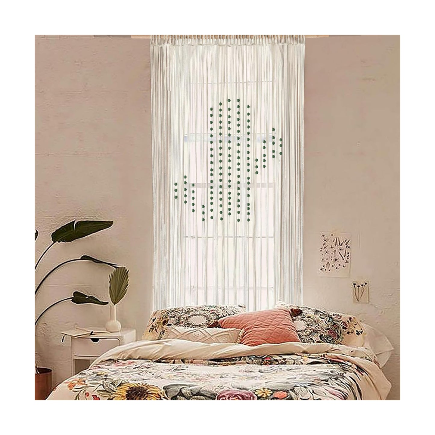 Macrame Curtain Boho Window Curtain Doorway Macrame Wall Decor Yarn Art Moder Bedroom / Ivory4
