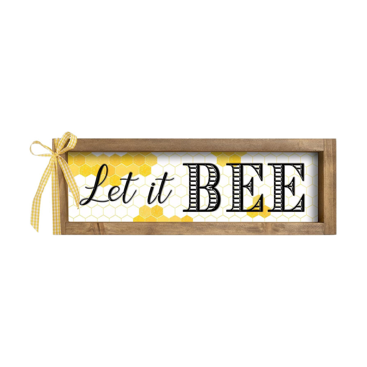 Bee Decorations for Home, Wooden Let It Bee Sign Honeycomb Decor, Honey Bee Summer Bumblebee Themed Kitchen Bathroom Room Office Table Wall Desk Shelf Mantel Farmhouse Decor