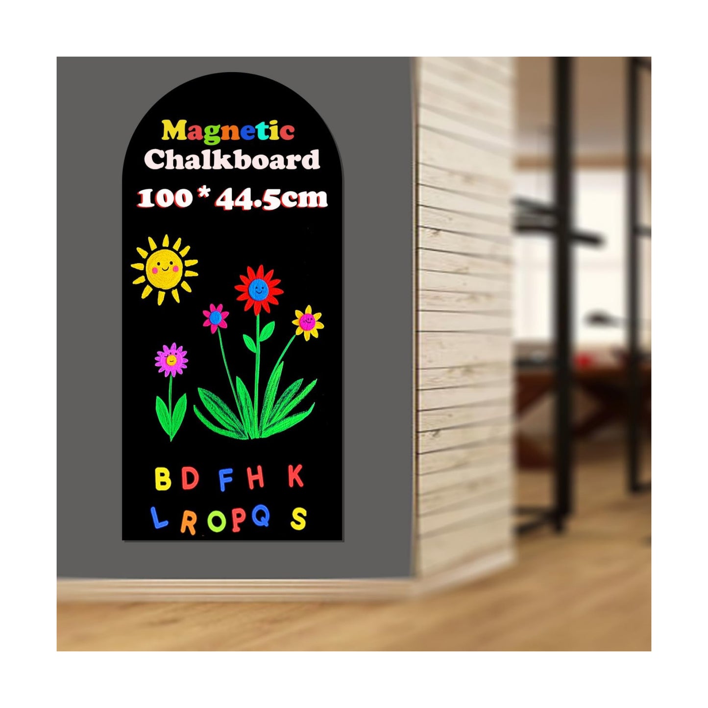 Magnetic Chalkboard Wall Arch Decal " Contact Paper Peel and Stick / Black / 39.3 x 17.5
