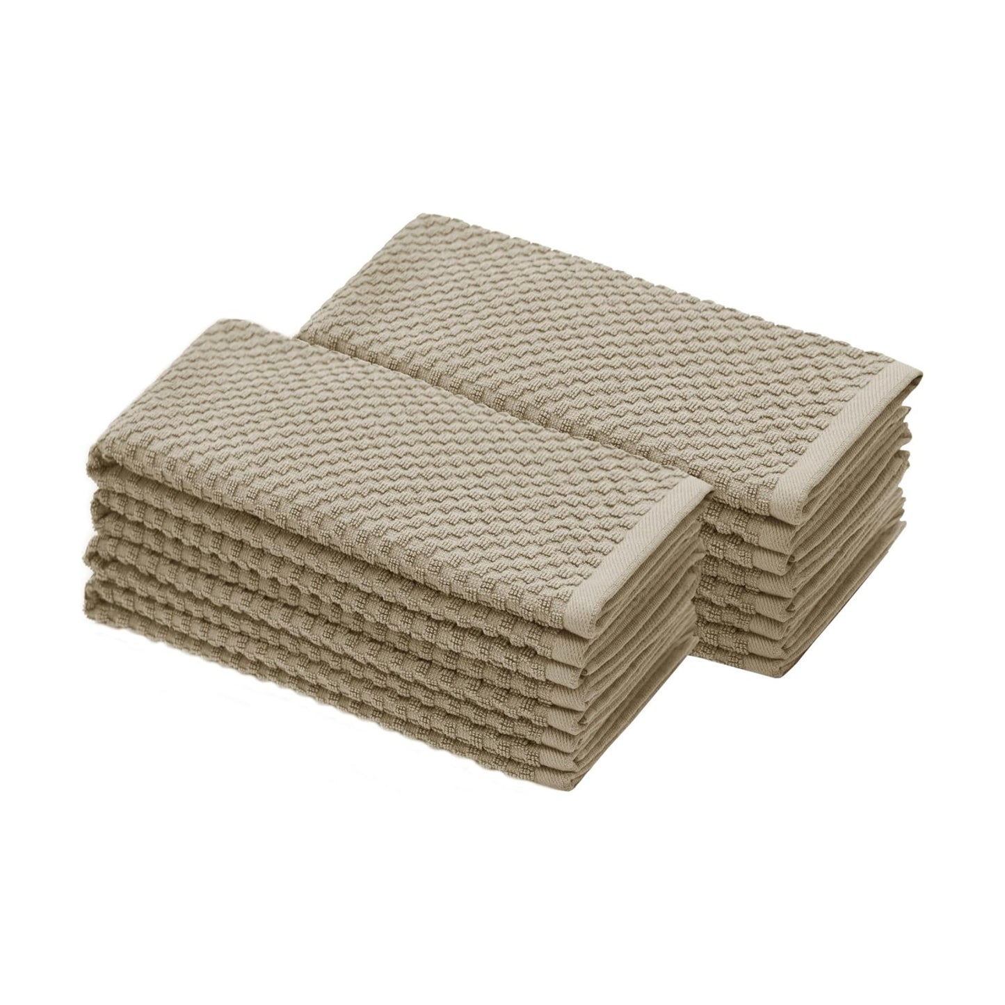 COTTON CRAFT Amazing Kitchen Towels - 8 Pack 100% Cotton Waffle Terry Towel | Beige - 16x28 inch Euro Café Waffle Weave