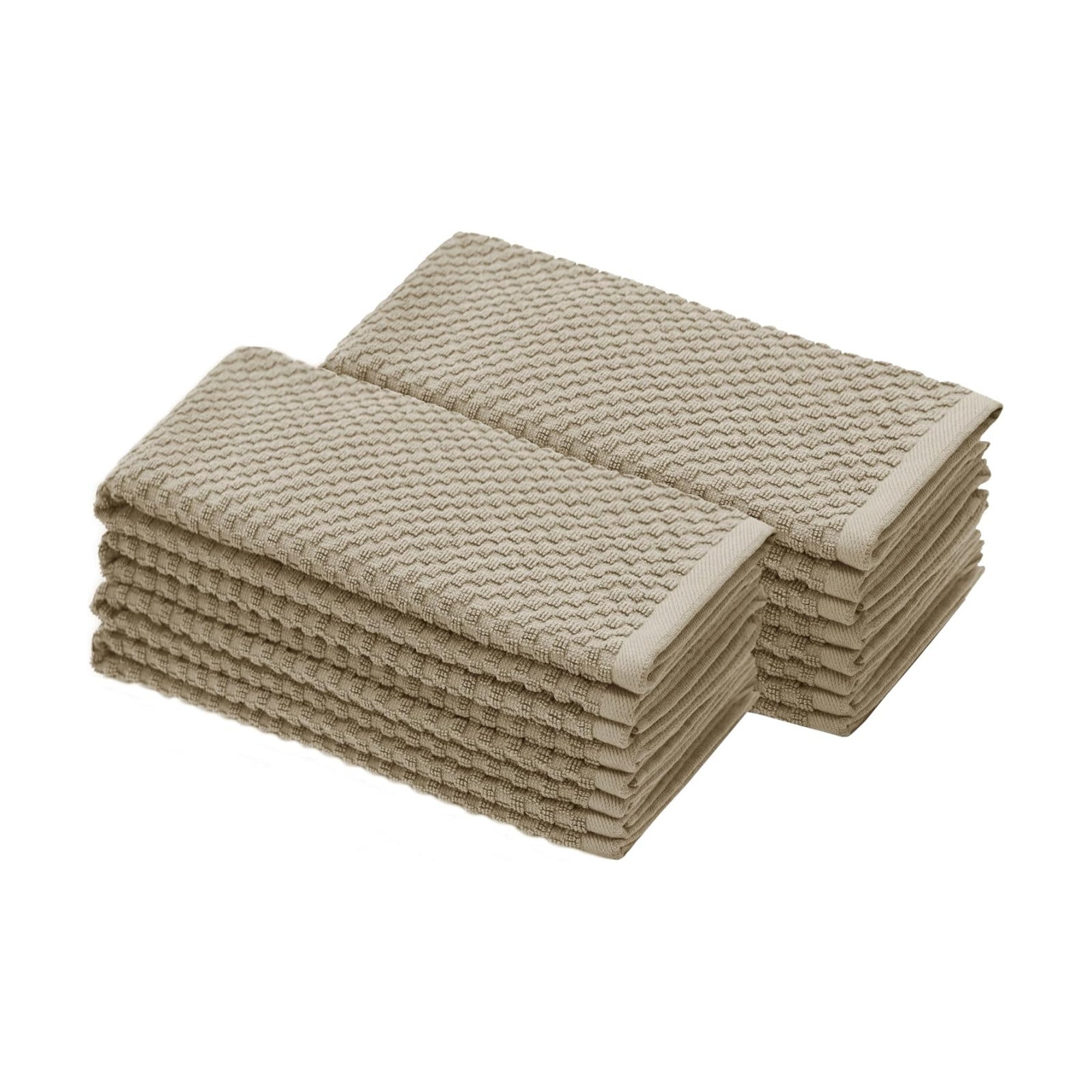 COTTON CRAFT Amazing Kitchen Towels - 8 Pack 100% Cotton Waffle Terry Towel | Beige - 16x28 inch Euro Café Waffle Weave